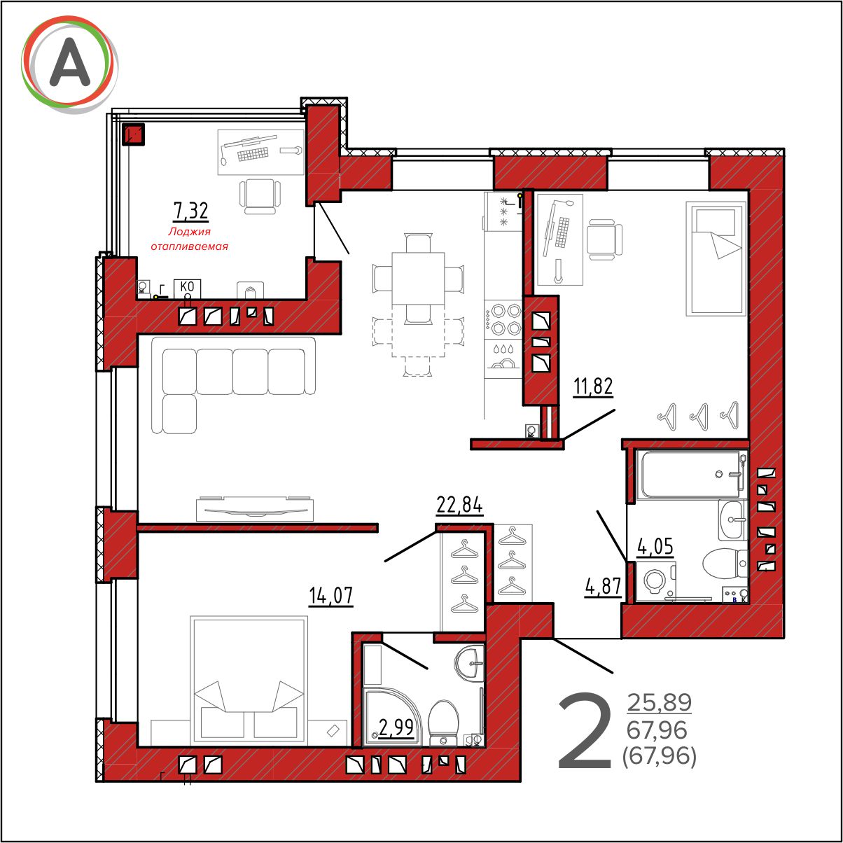 планировка квартиры № 23