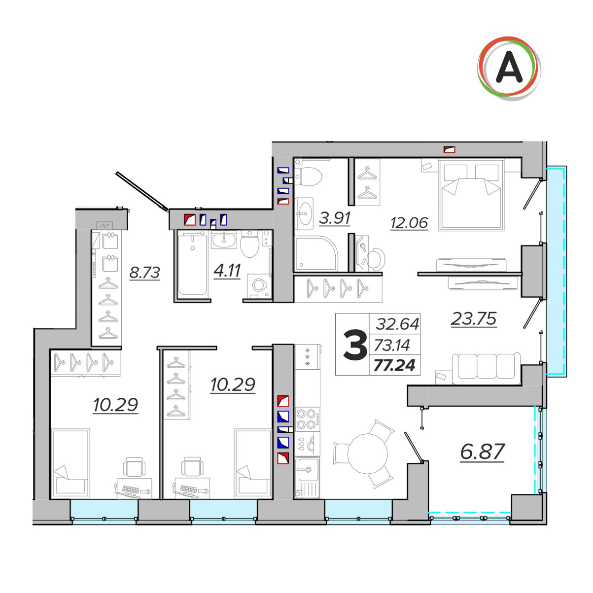 планировка квартиры № 353