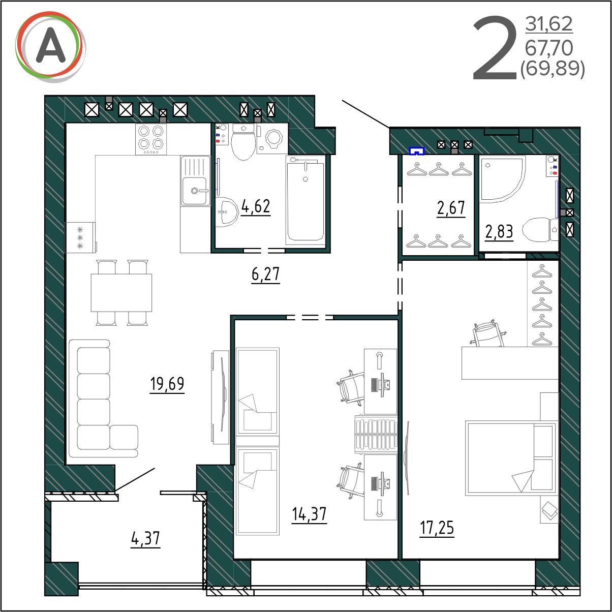 планировка квартиры № 238