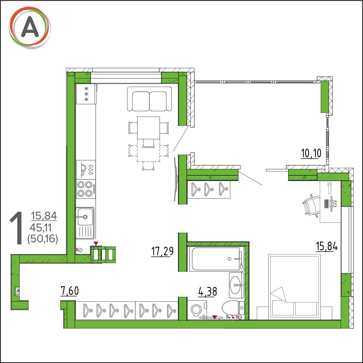 планировка квартиры № 285