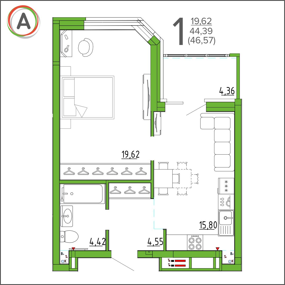 планировка квартиры № 131