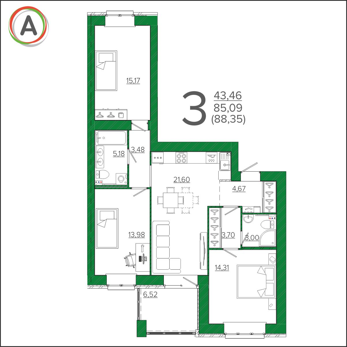 планировка квартиры № 176