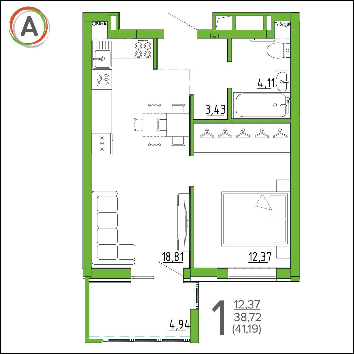 планировка квартиры № 145