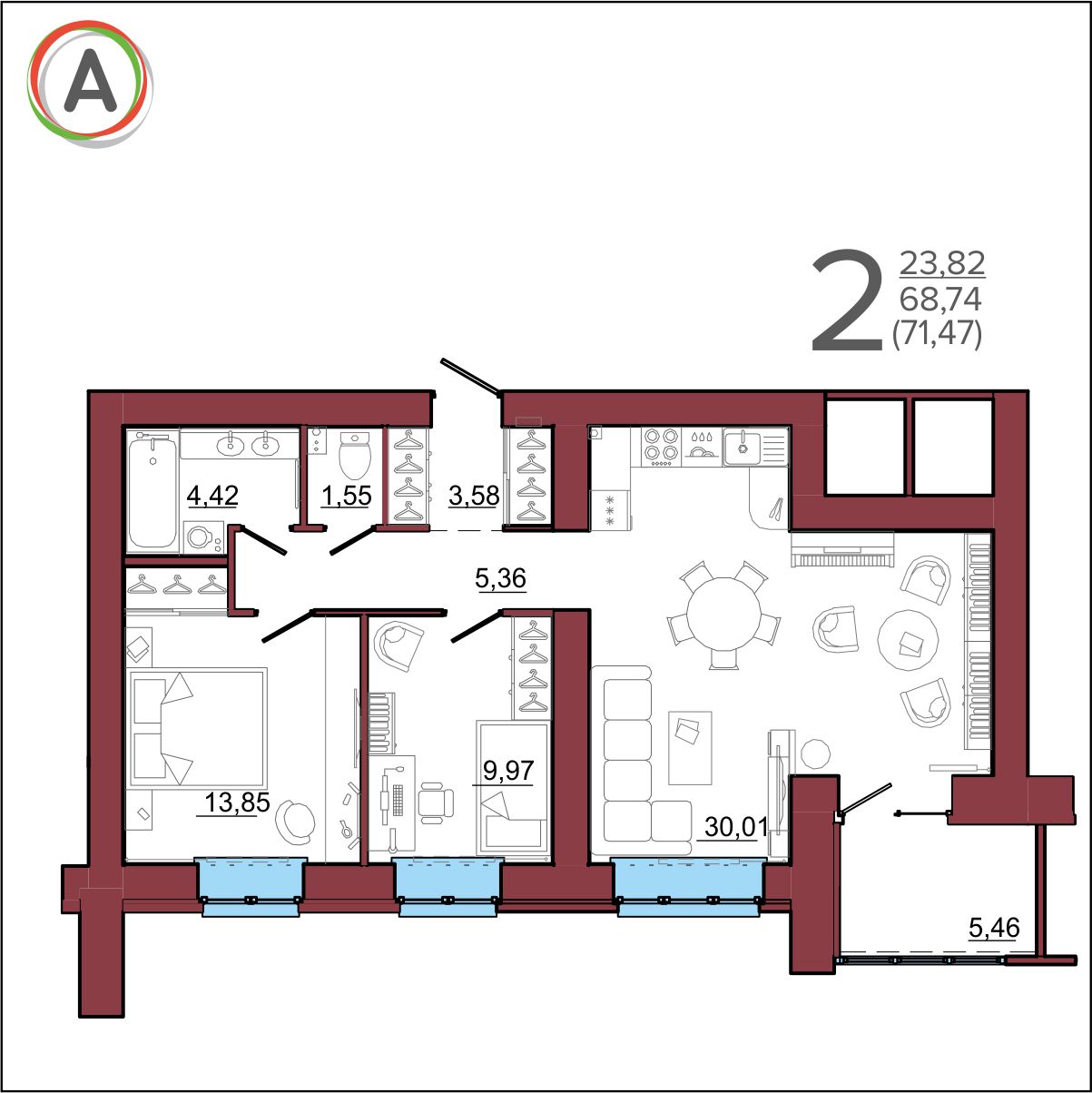 планировка квартиры № 28