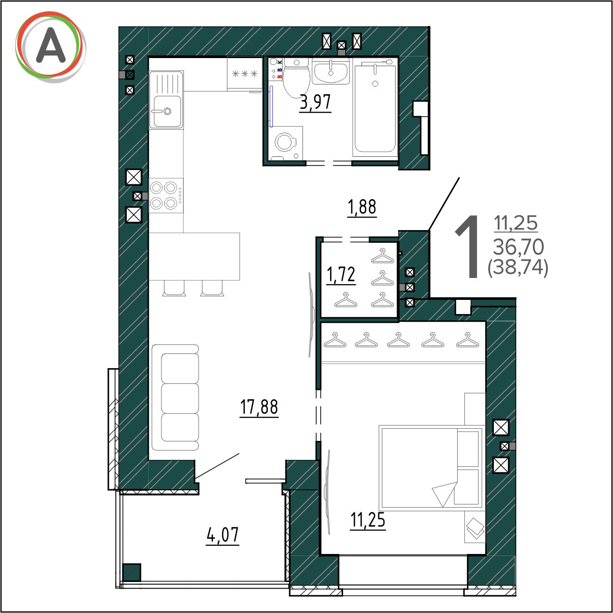 планировка квартиры № 344
