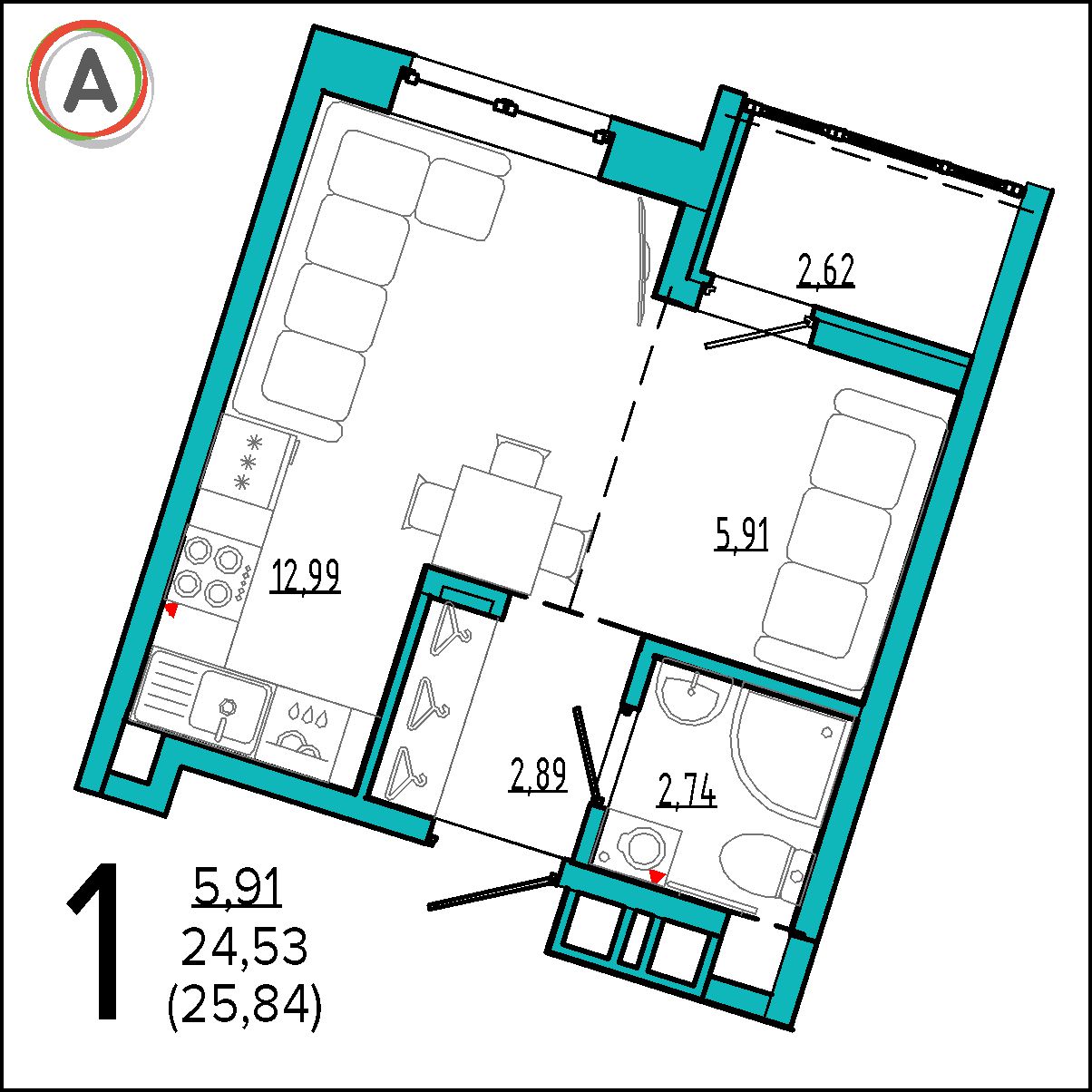 планировка квартиры № 75