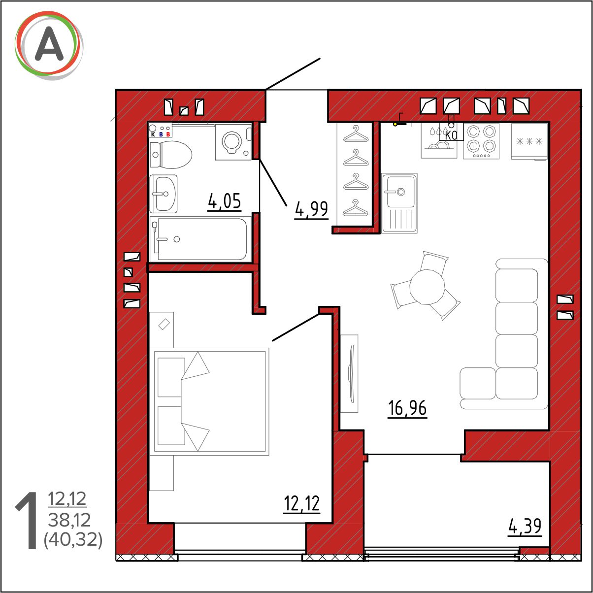 планировка квартиры № 51