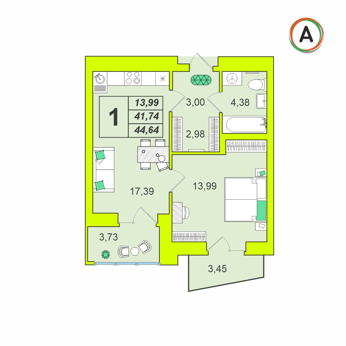 планировка квартиры № 124