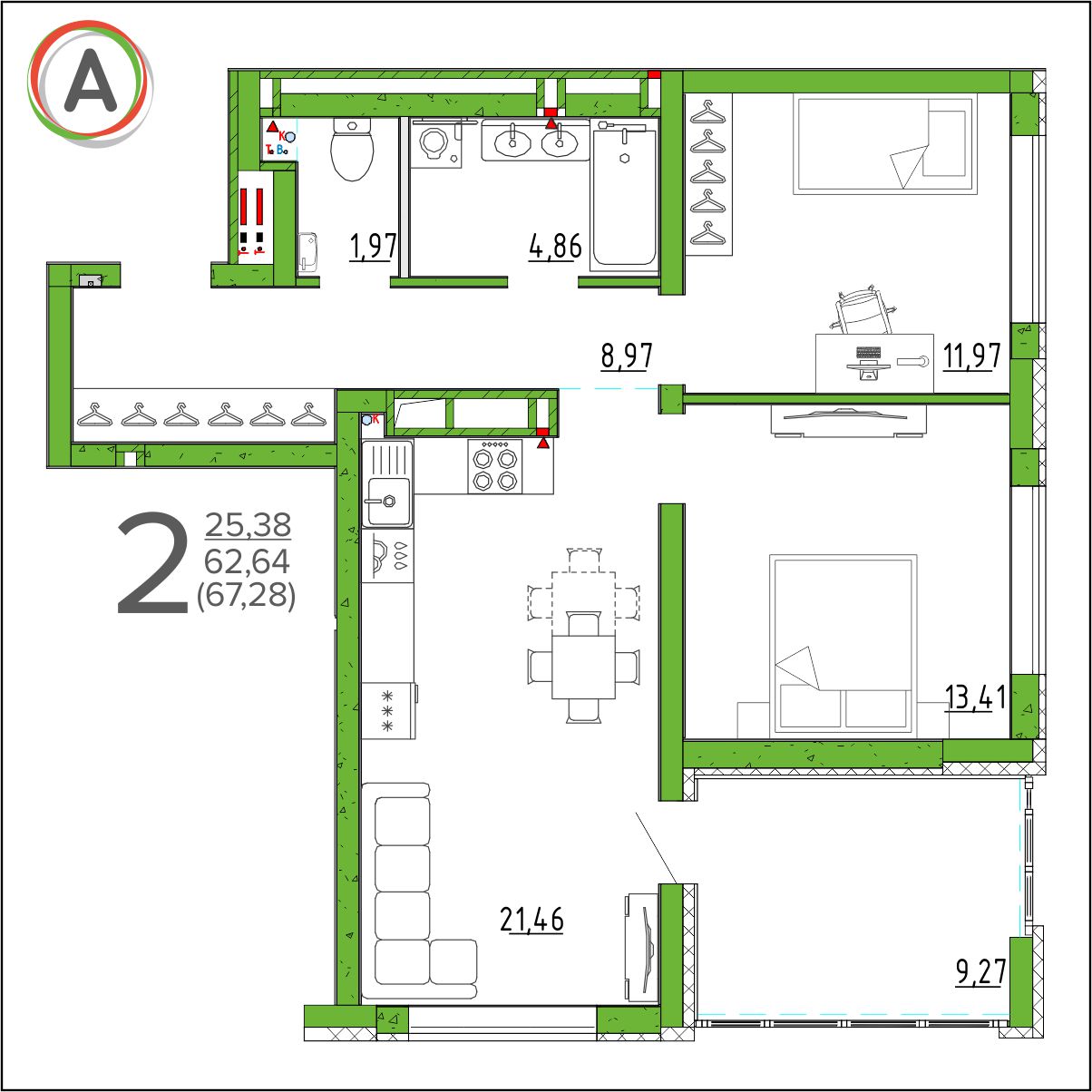планировка квартиры № 268