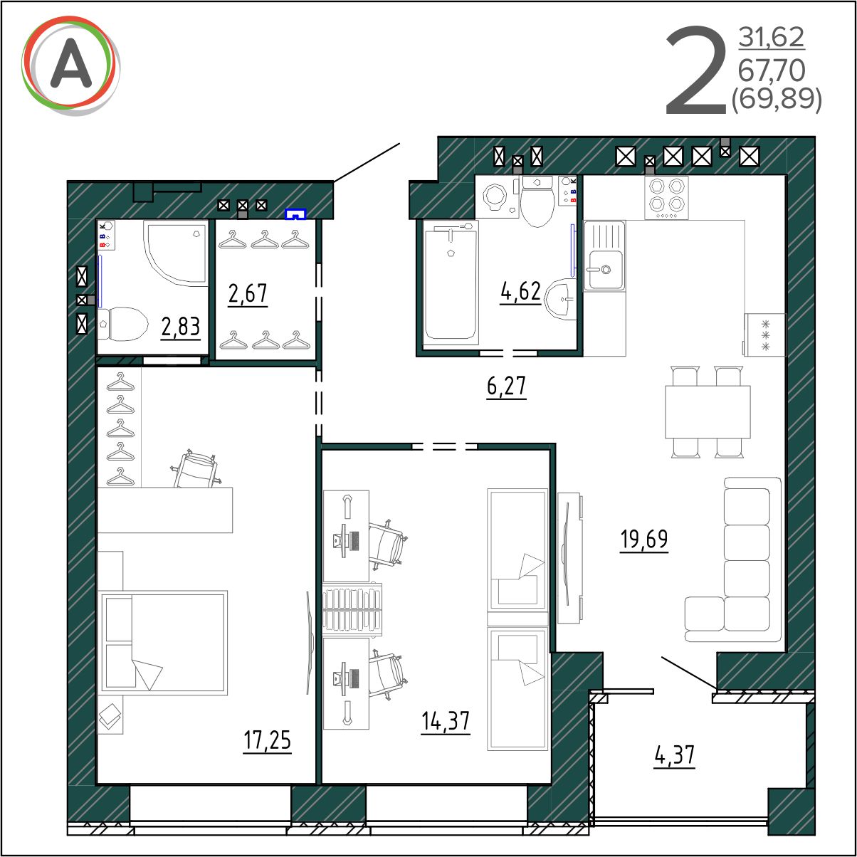 планировка квартиры № 147