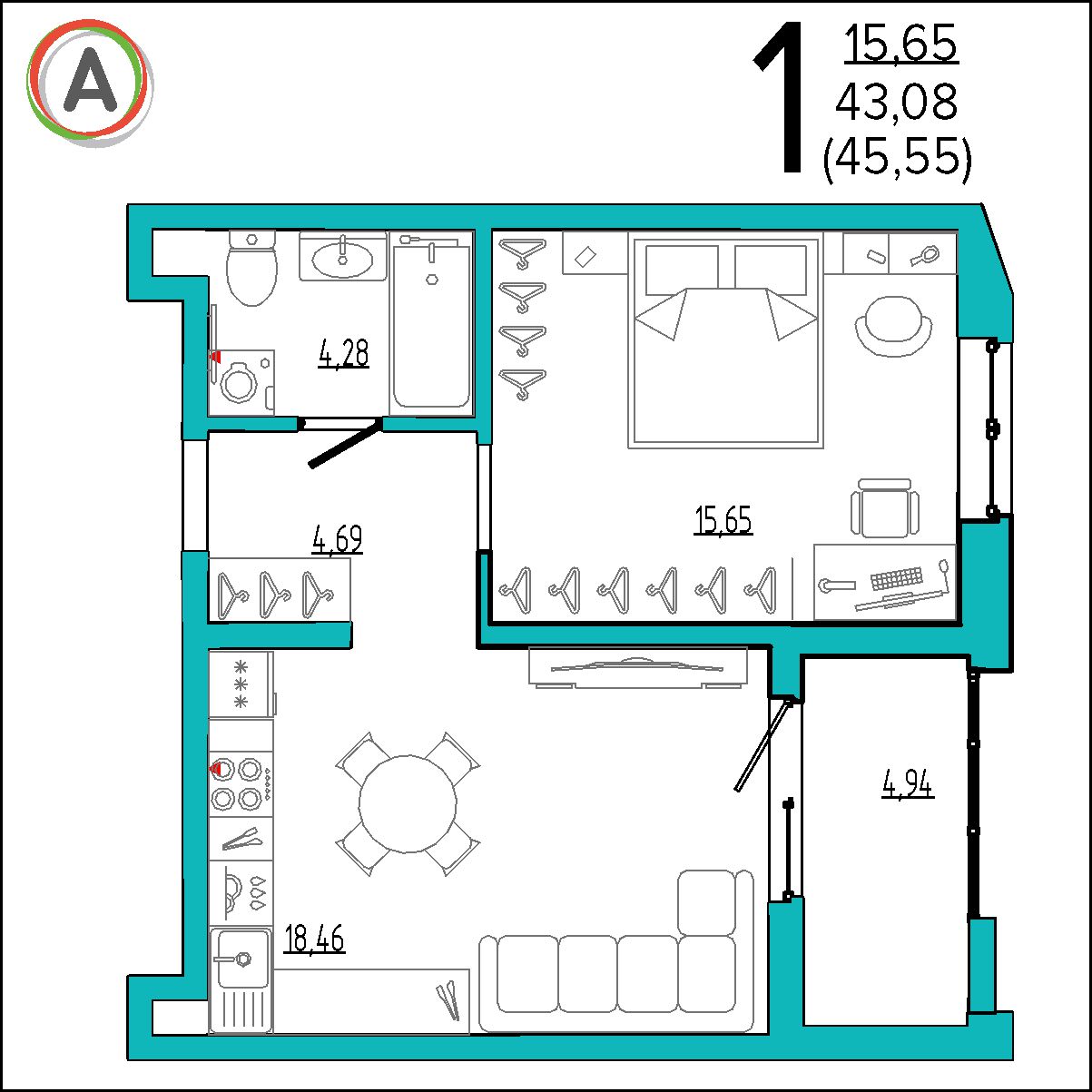 планировка квартиры № 166