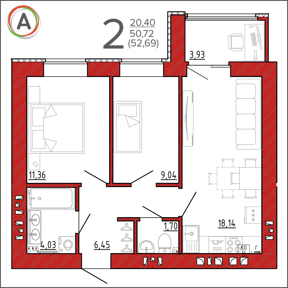 планировка квартиры № 63