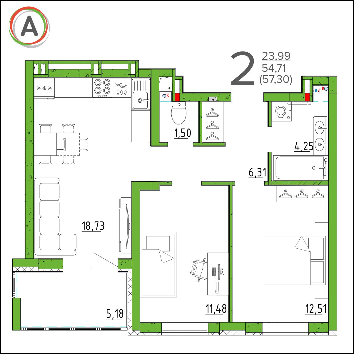планировка квартиры № 380