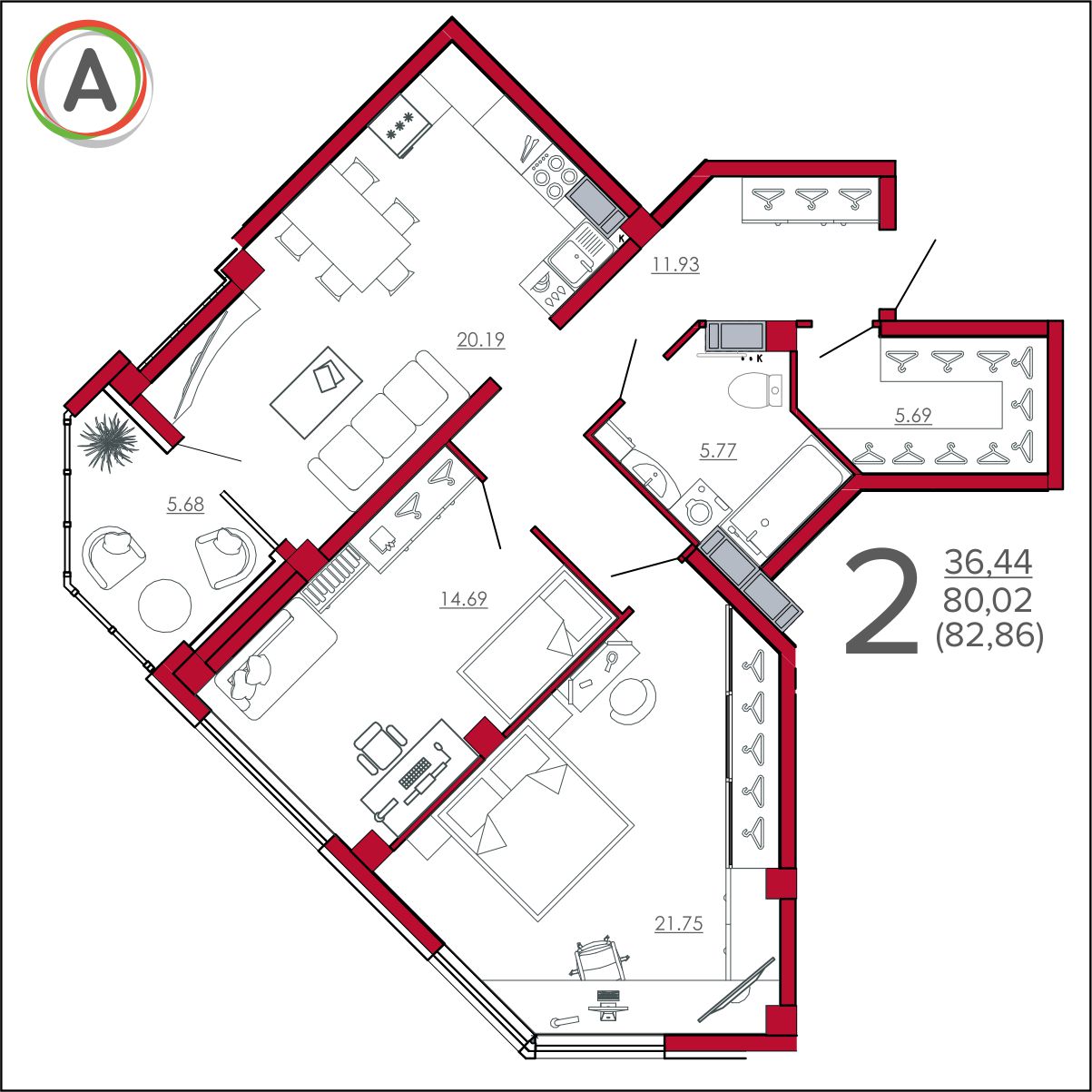 планировка квартиры № 263