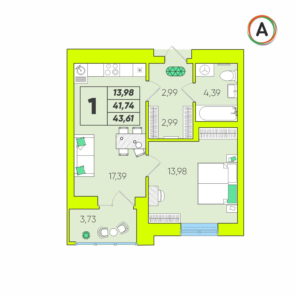 планировка квартиры № 91