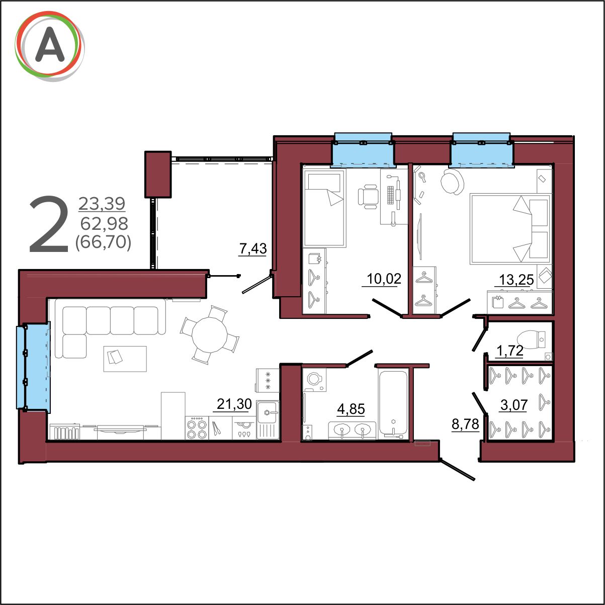 планировка квартиры № 44