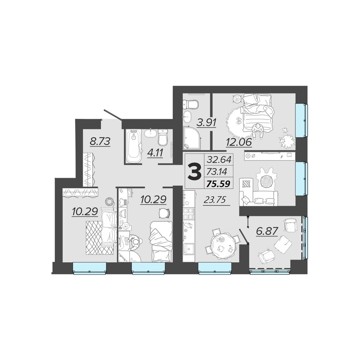 планировка квартиры № 421