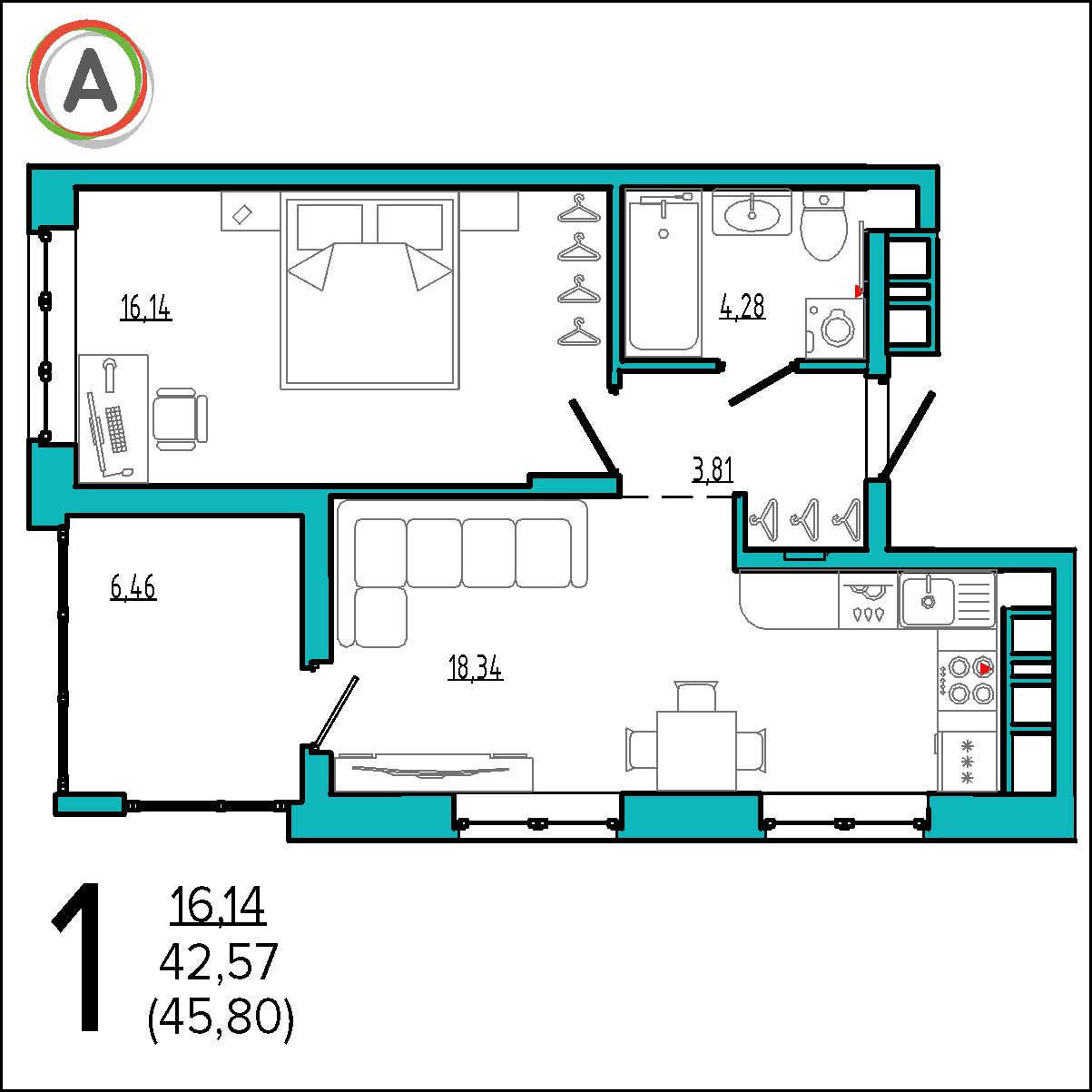 планировка квартиры № 136
