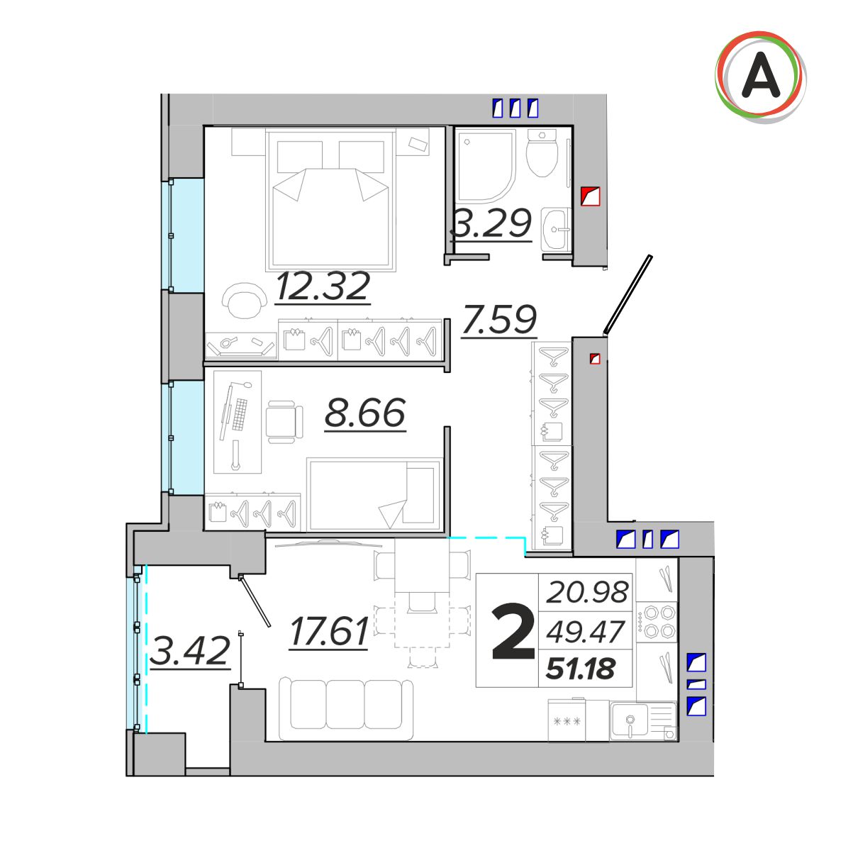 планировка квартиры № 154