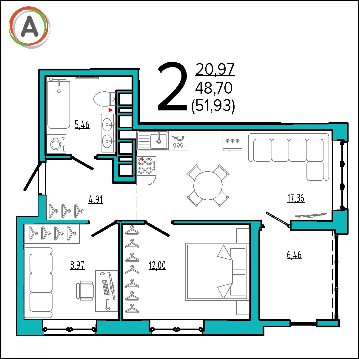 планировка квартиры № 36