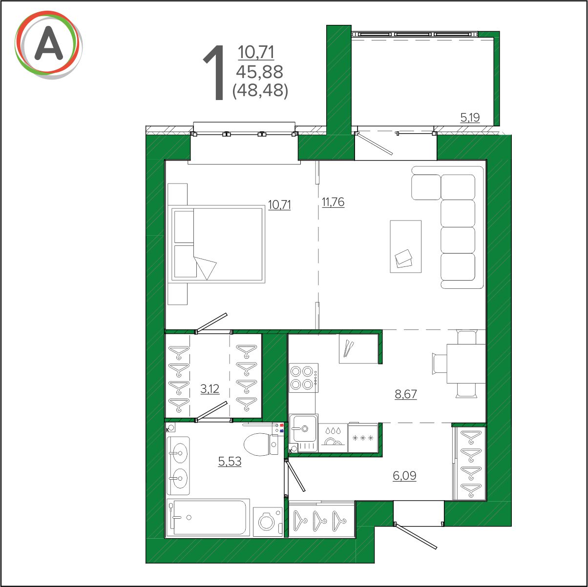 планировка квартиры № 142