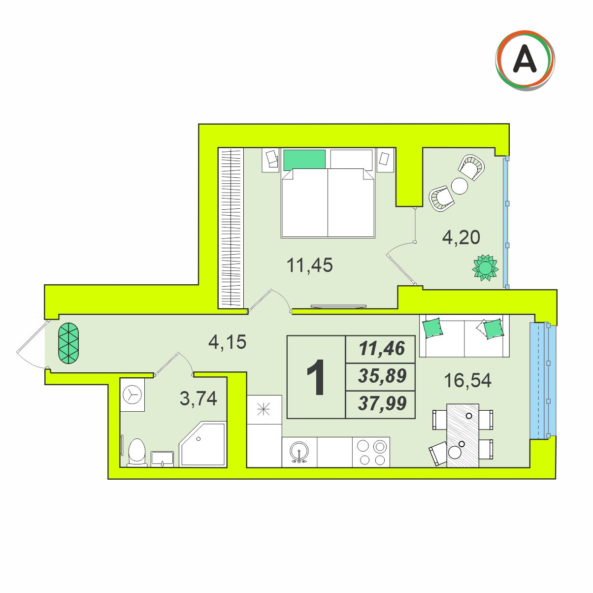 планировка квартиры № 89