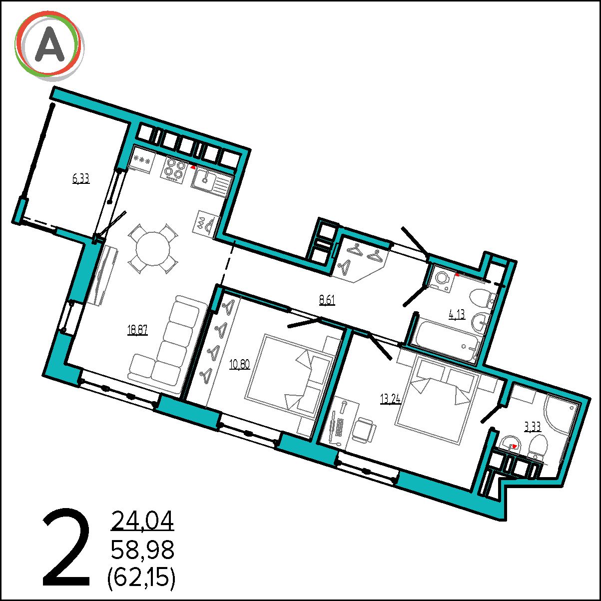 планировка квартиры № 95