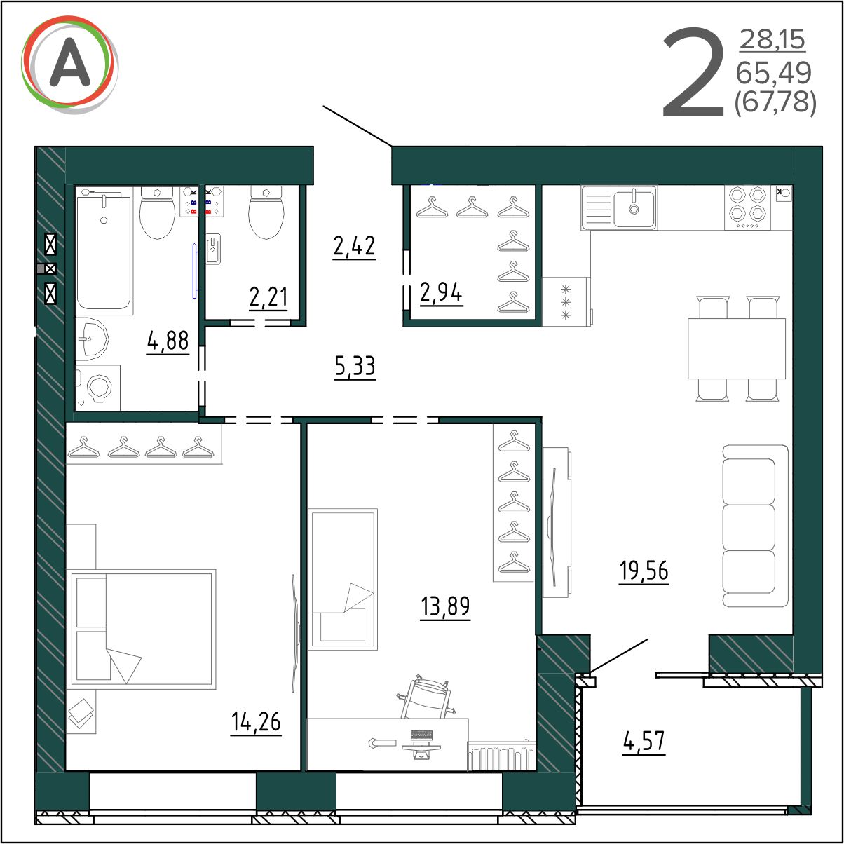 планировка квартиры № 215