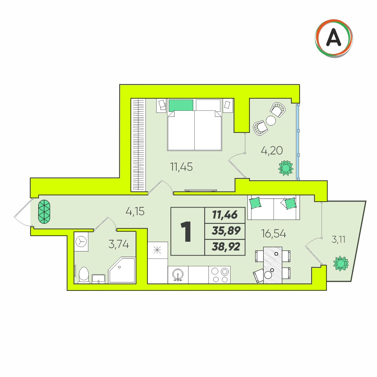 планировка квартиры № 100