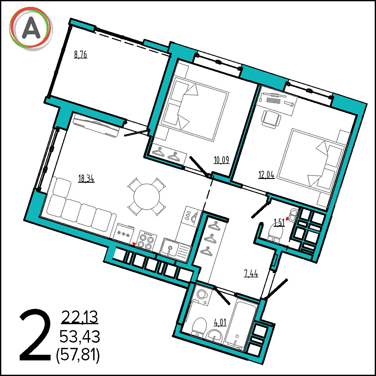 планировка квартиры № 41