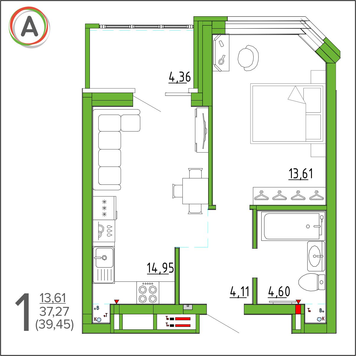 планировка квартиры № 132