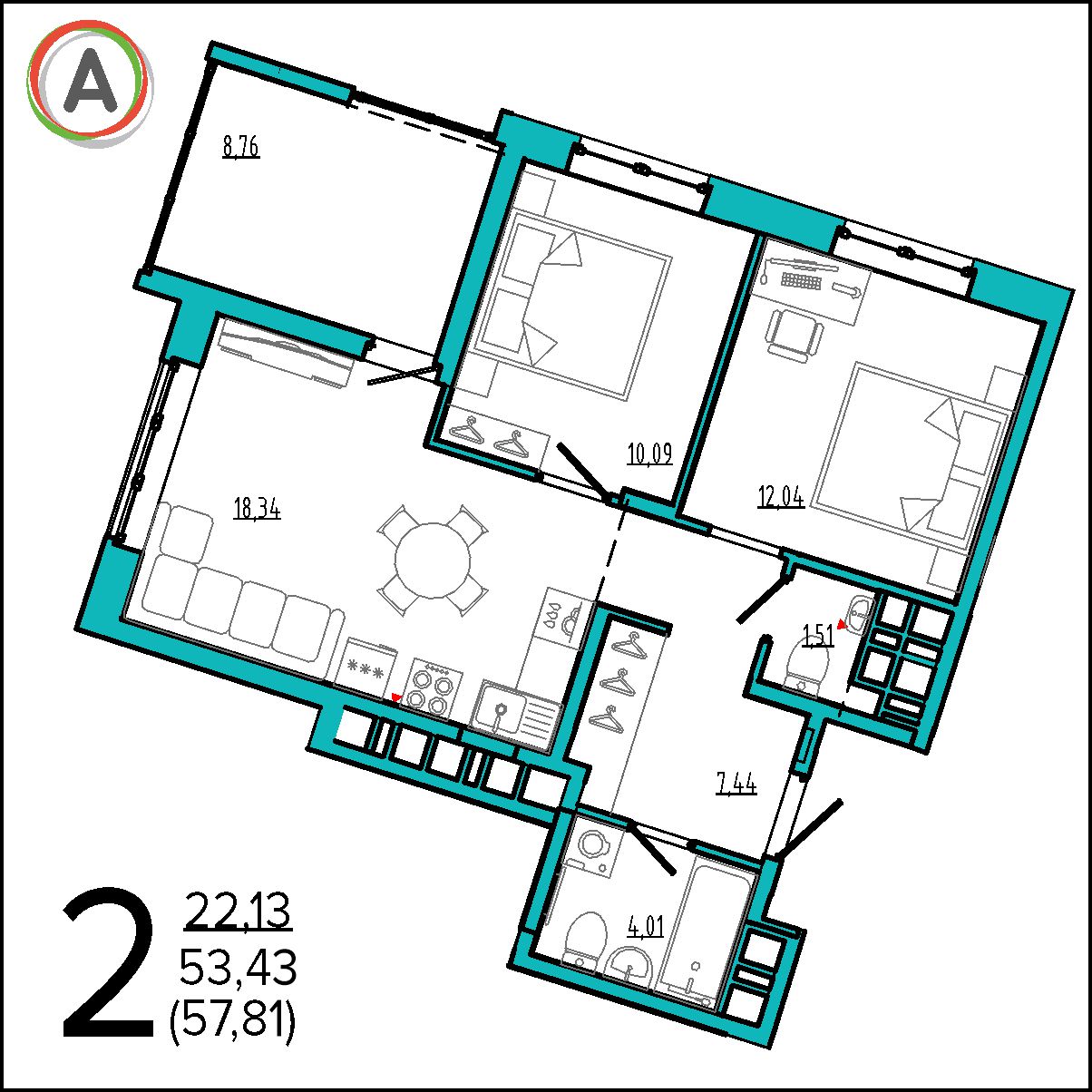 планировка квартиры № 96