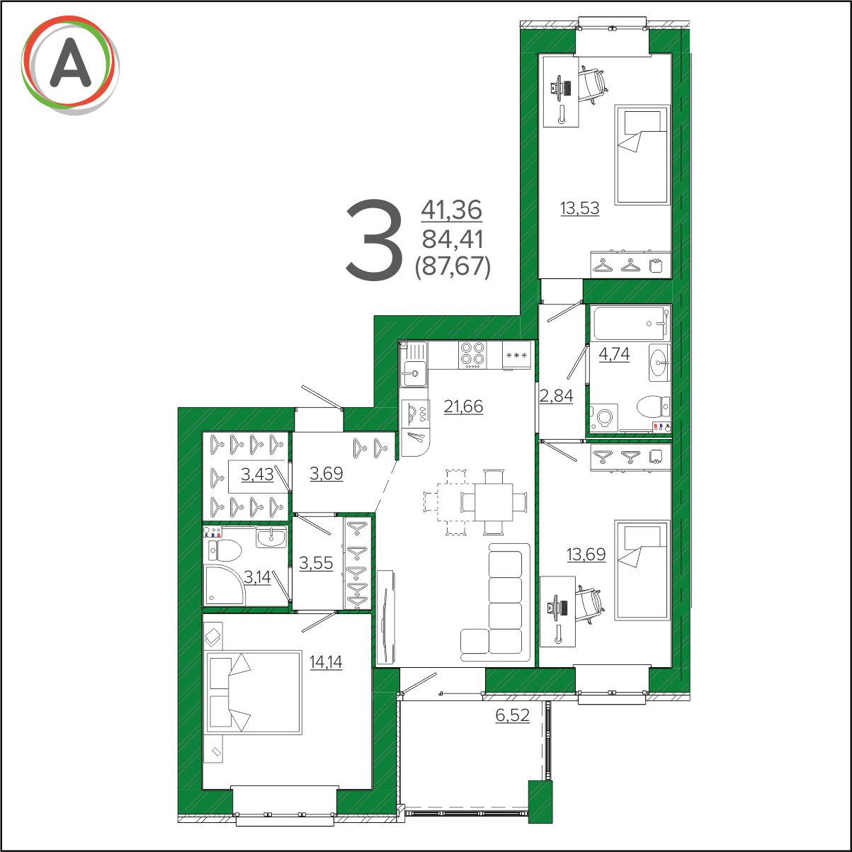 планировка квартиры № 145