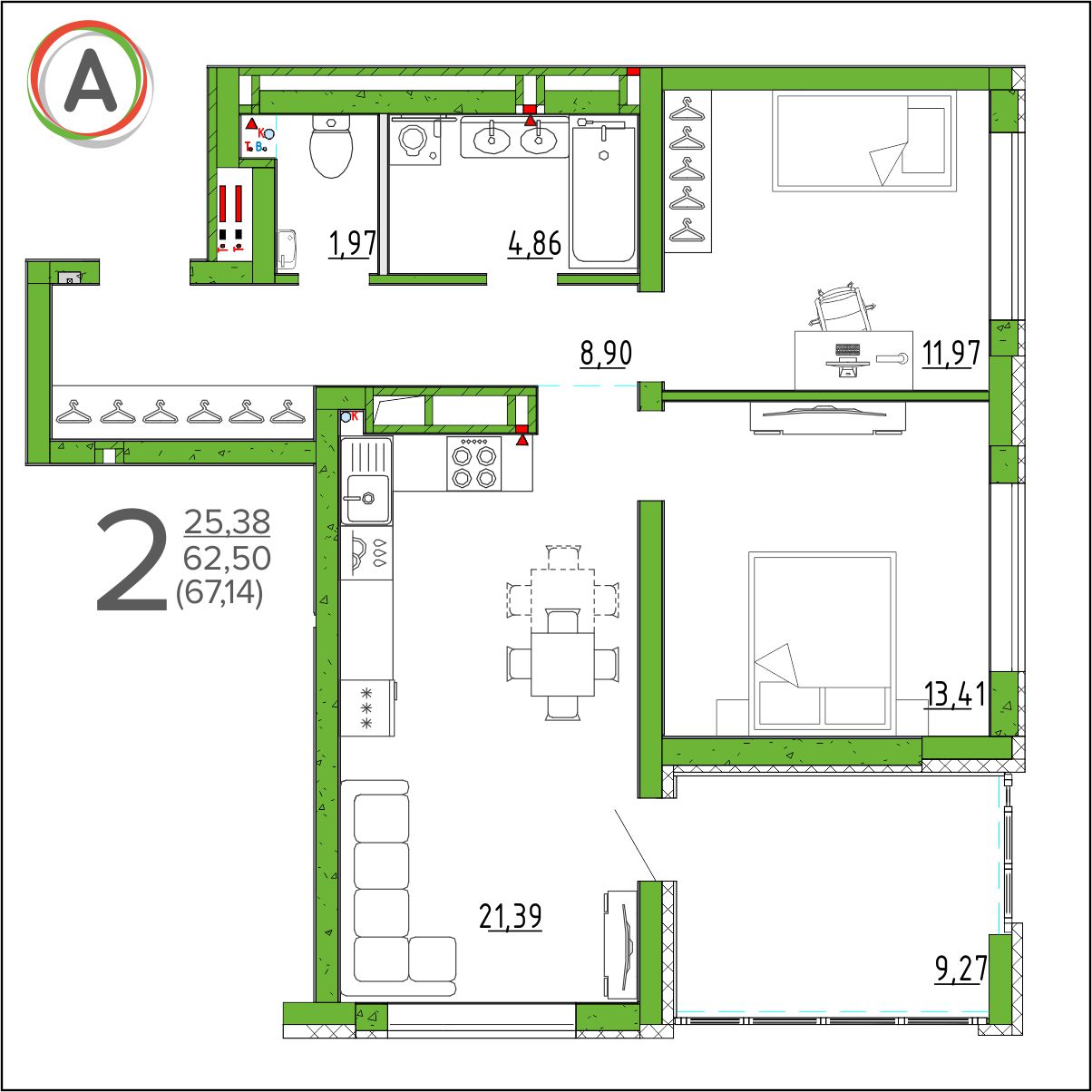 планировка квартиры № 286