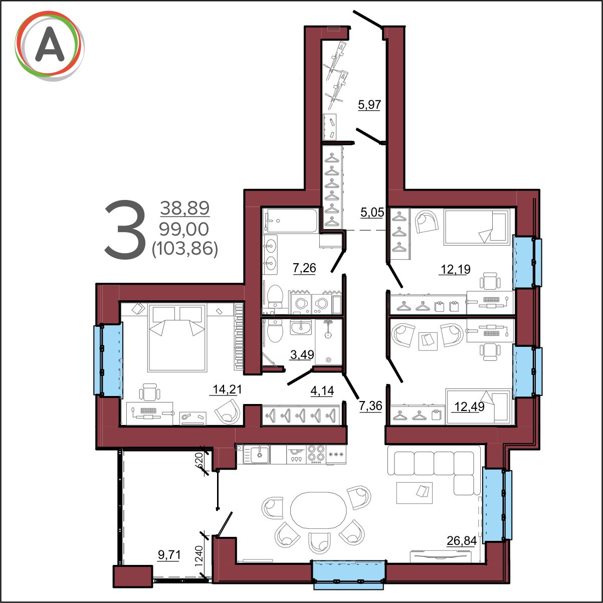 планировка квартиры № 146