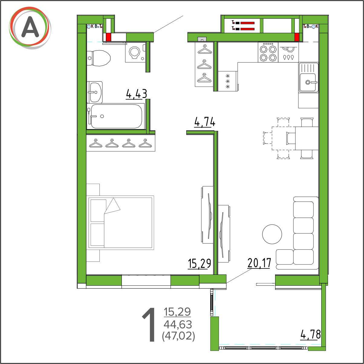 планировка квартиры № 262