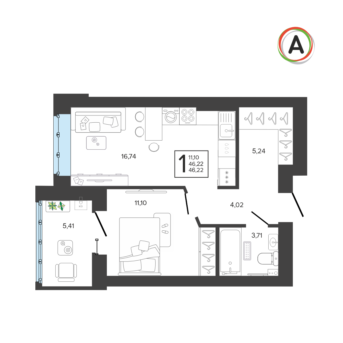 планировка квартиры № 236