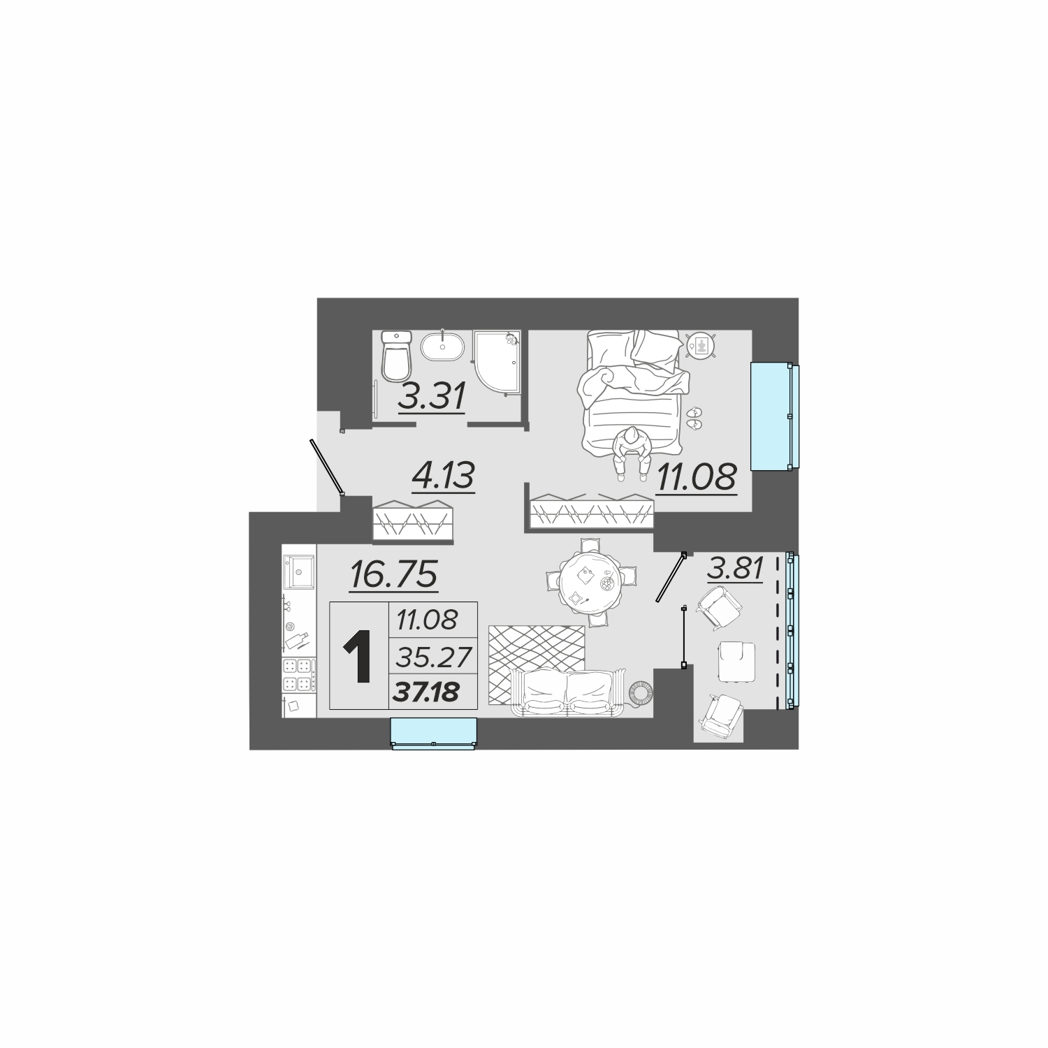 планировка квартиры № 216