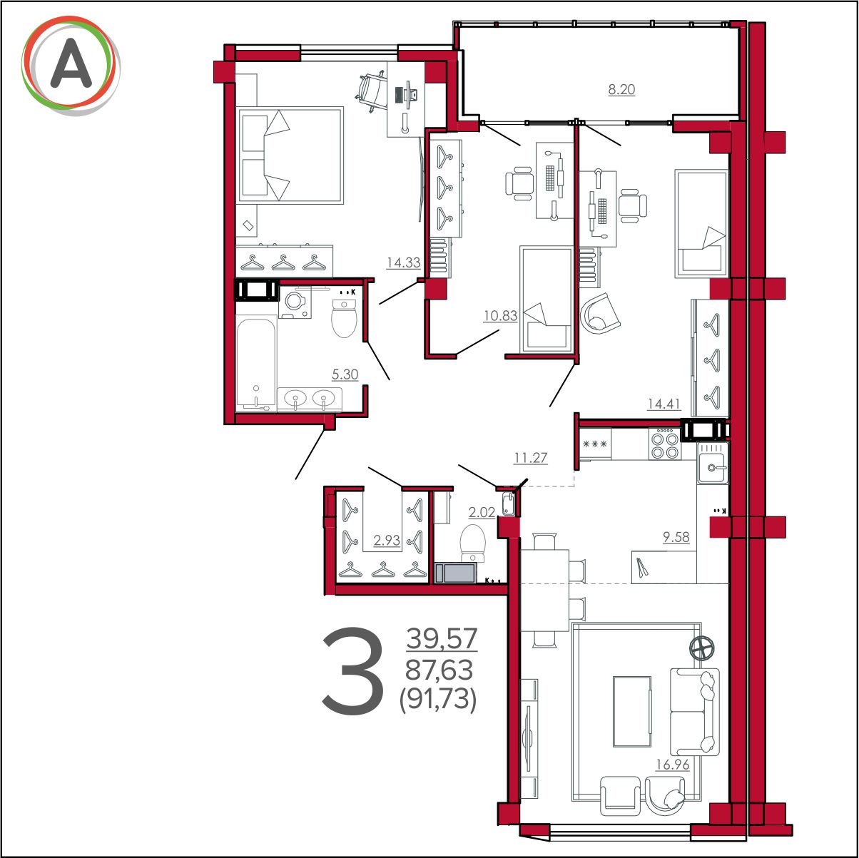 планировка квартиры № 225