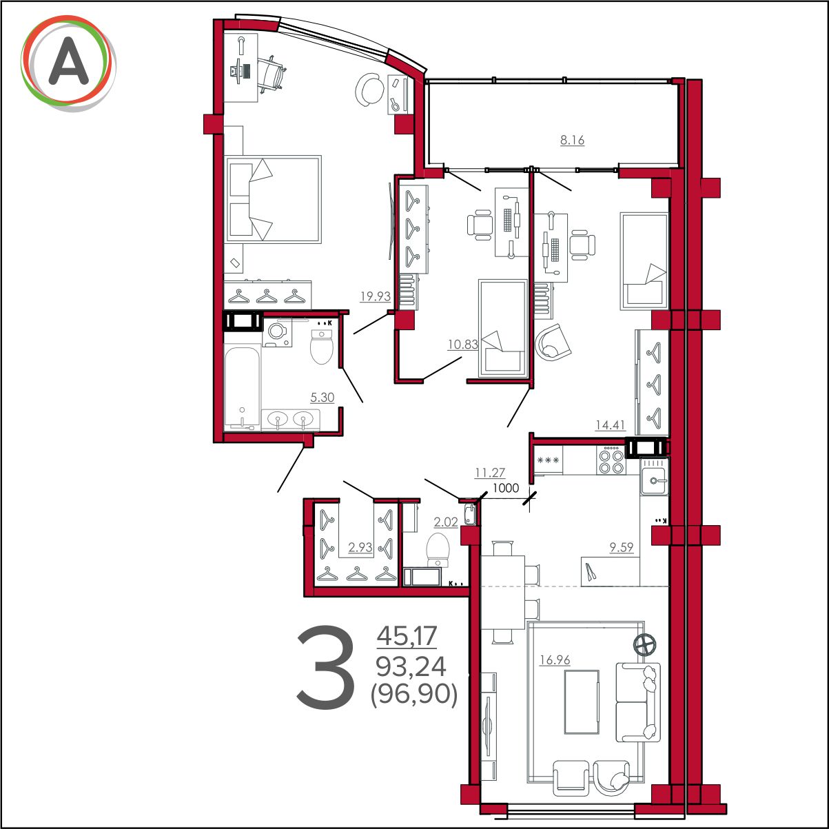 планировка квартиры № 235