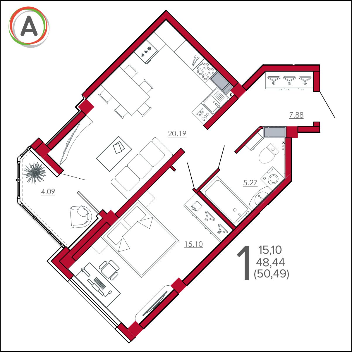 планировка квартиры № 228