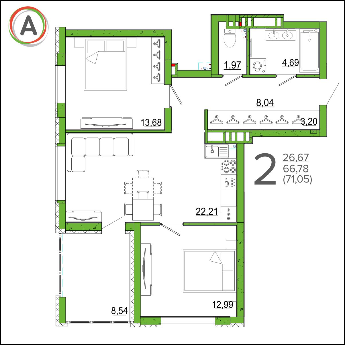 планировка квартиры № 29