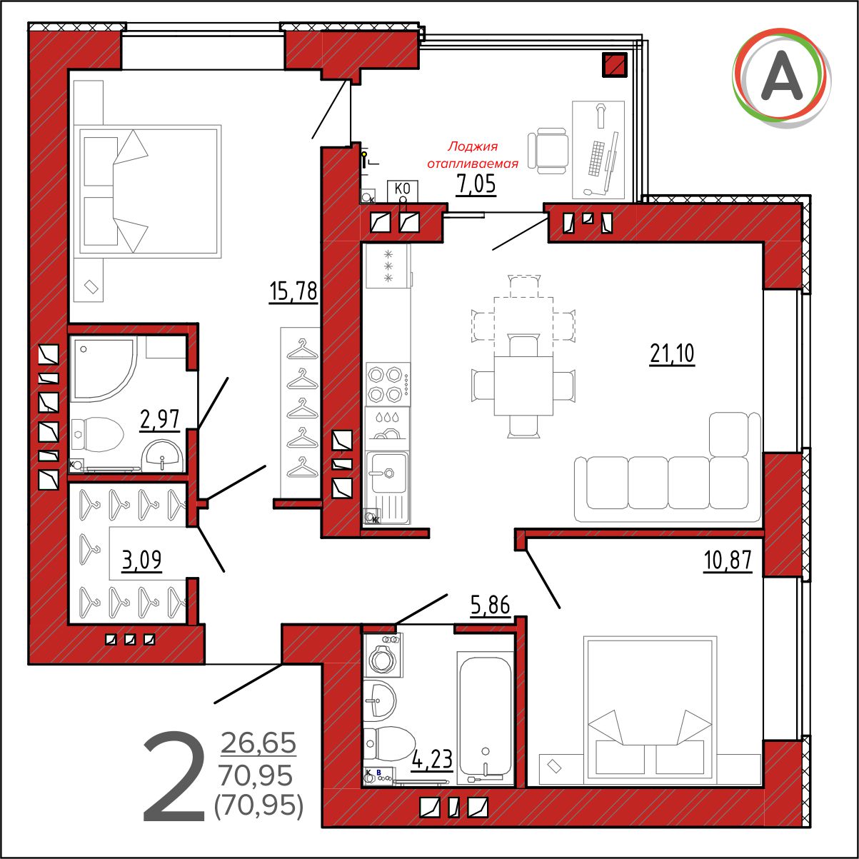 планировка квартиры № 38