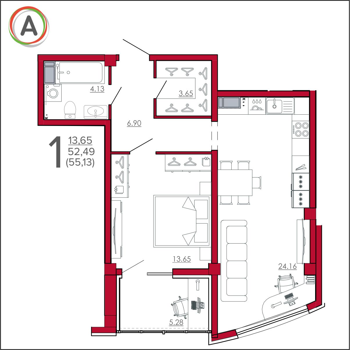 планировка квартиры № 208