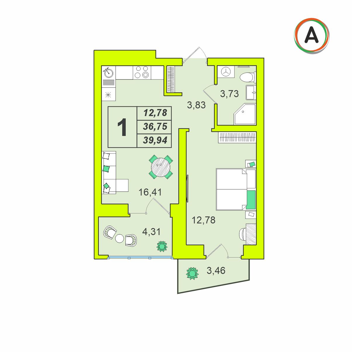 планировка квартиры № 82