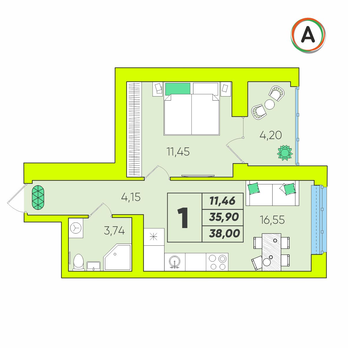 планировка квартиры № 166