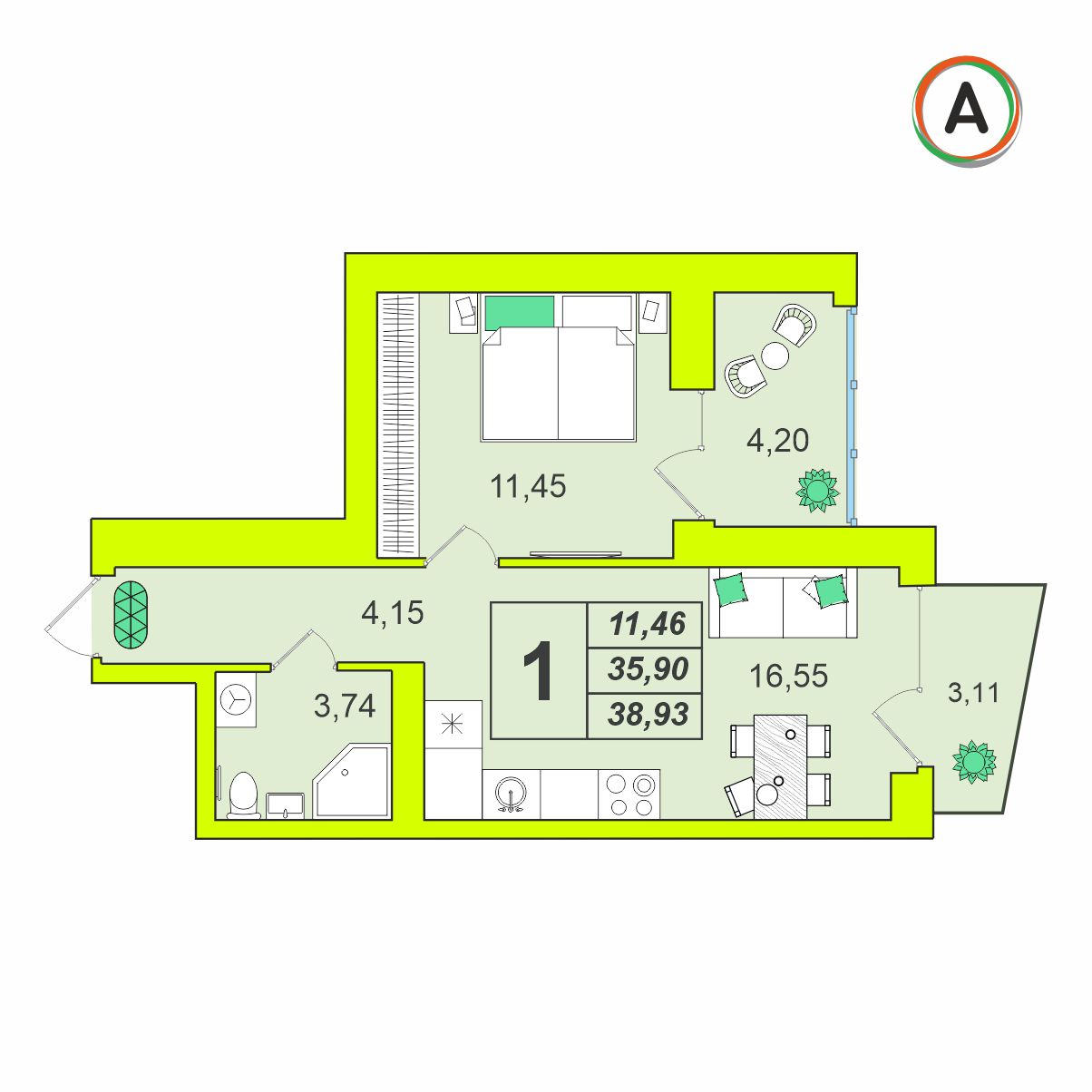 планировка квартиры № 78