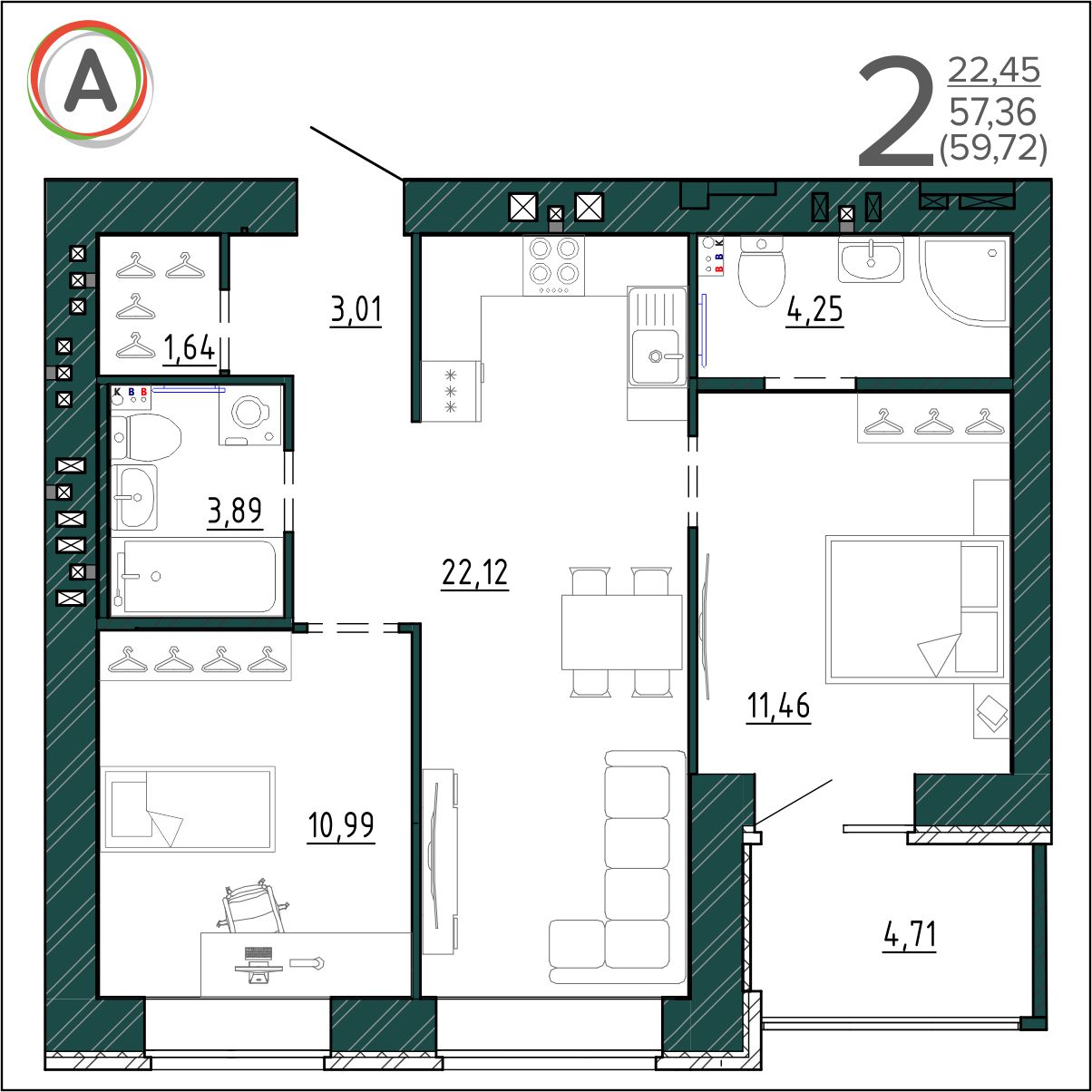 планировка квартиры № 346