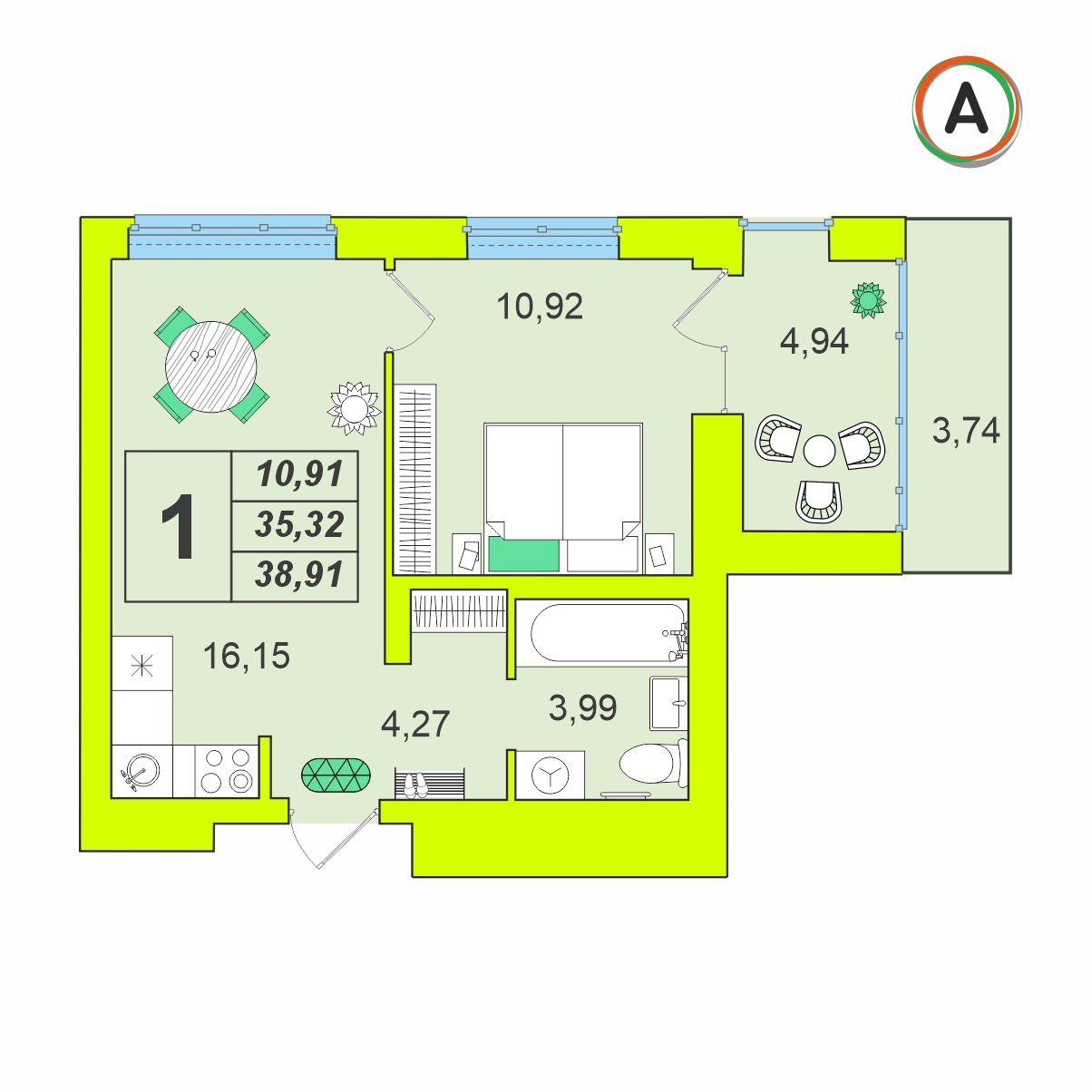 планировка квартиры № 88