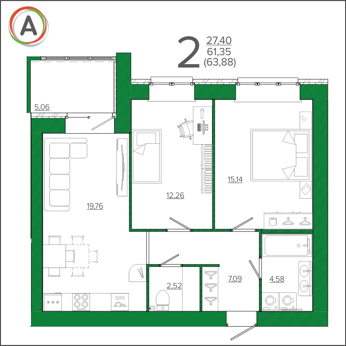 планировка квартиры № 188